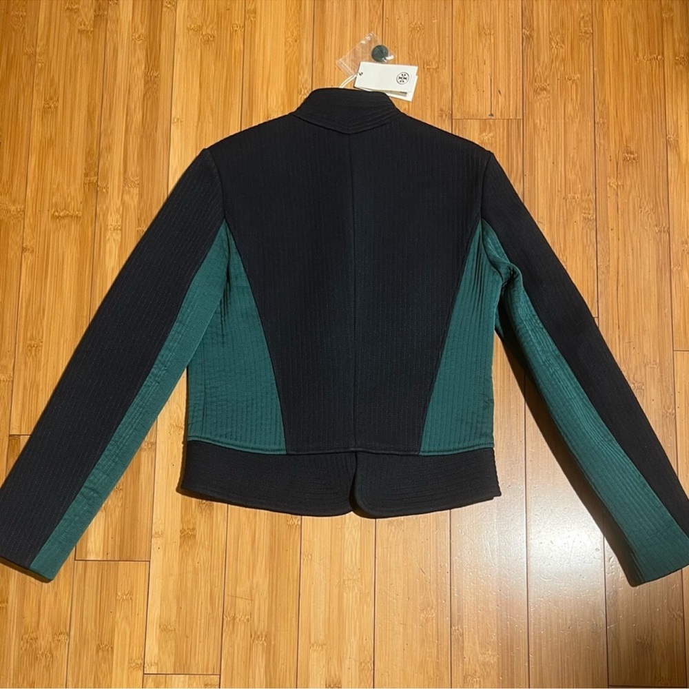 NWT Tory Burch Canter Riding Jacket Navy Blue & Green Size 2 - Picture 5 of 16
